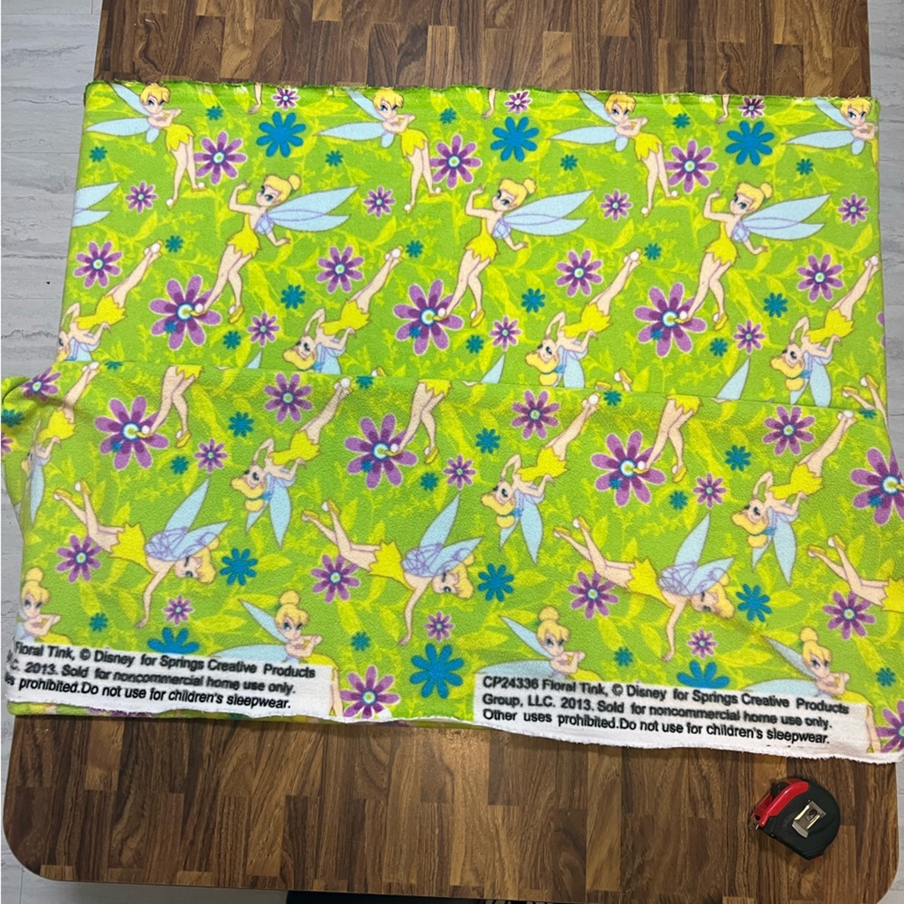 2013 Unique Handmade Disney Green Floral Tinker Bell Fairy Blanket(flaw) 41x57